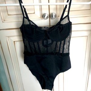 White fox black mesh bodysuit